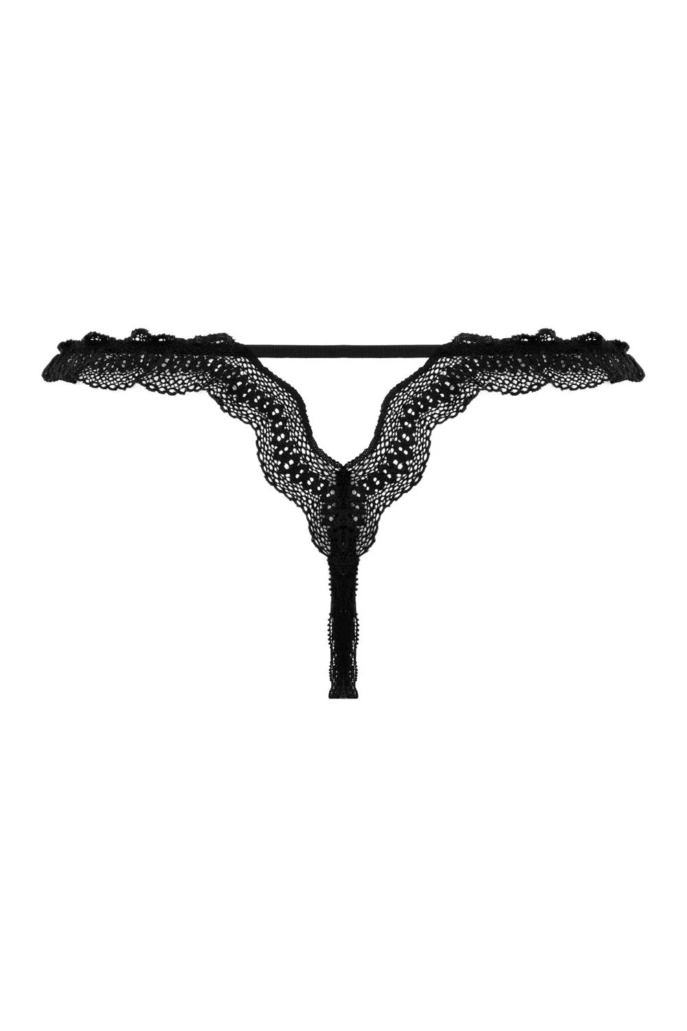 Christine - Kanten String Met Open Kruis Lila - Zwart