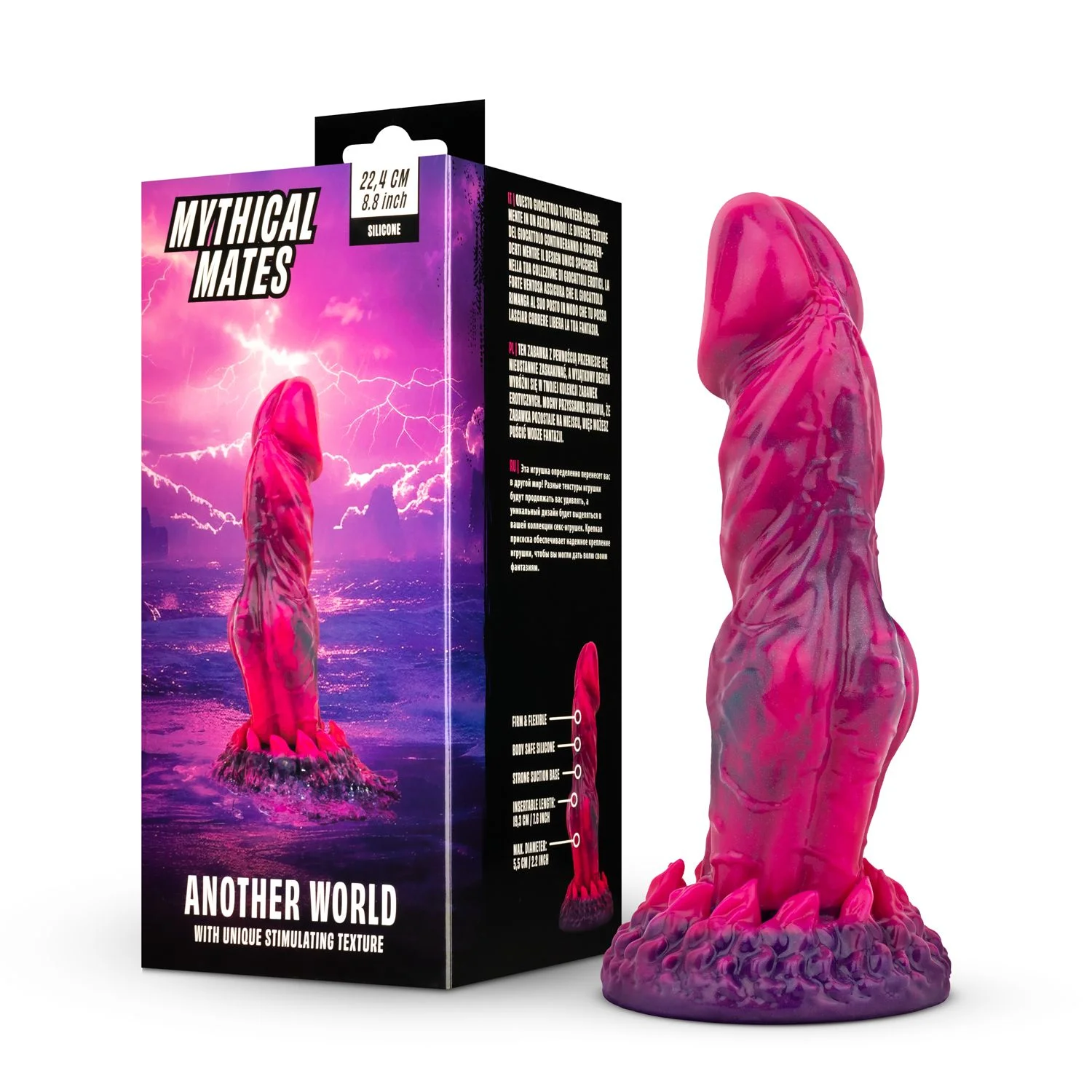 Mythical Mates - Another World Dildo Roze & Paars - 22.4 cm