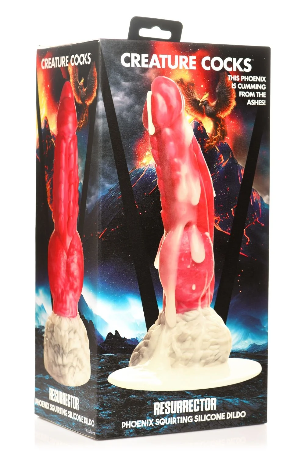 XR Brands - Resurrector Phoenix Spuitende Siliconen Dildo - Rood/Wit