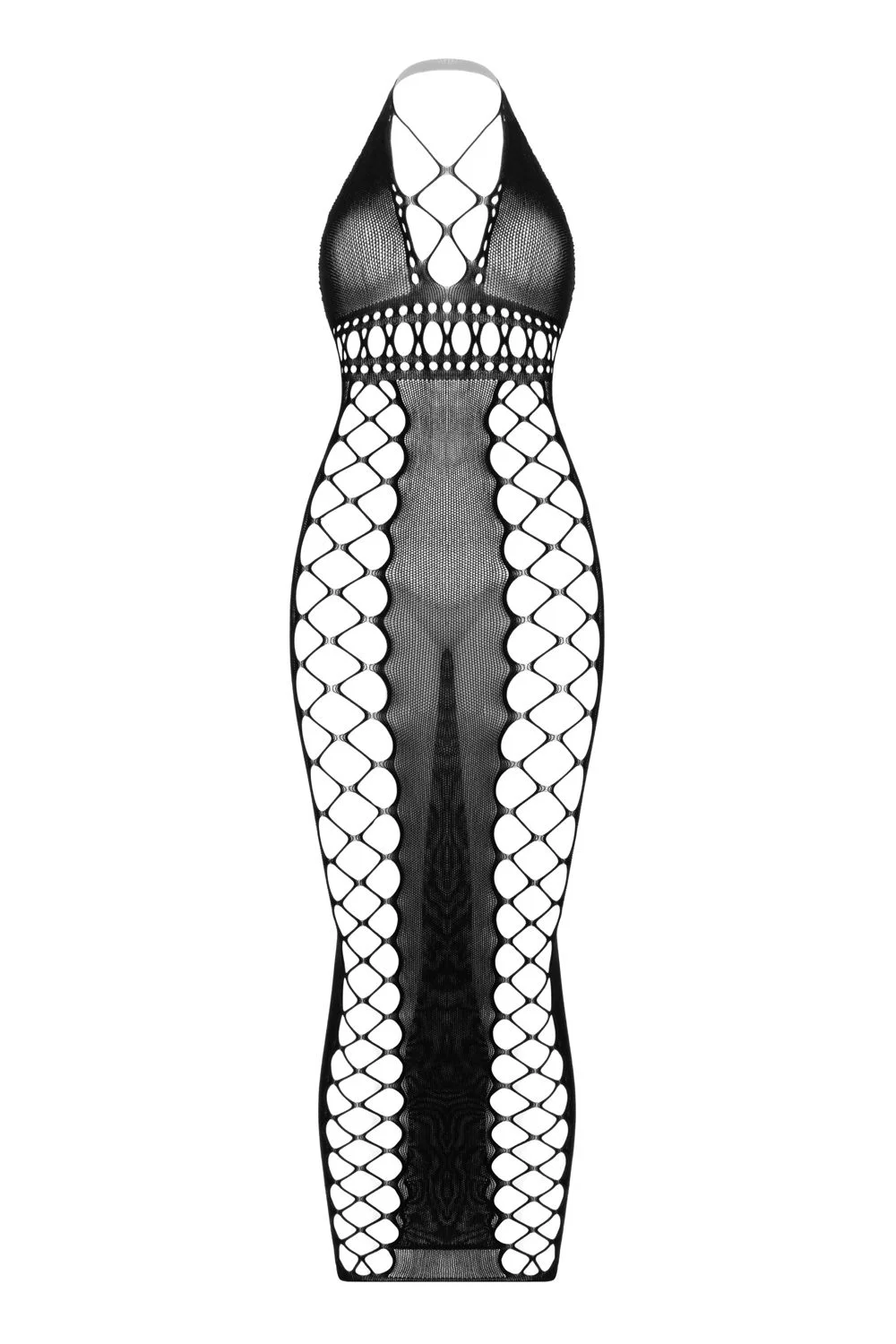 Christine - Midnight Fishnet Cut-Out Dress