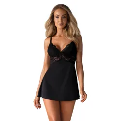 Babydoll Setje Met Kant - Zwart