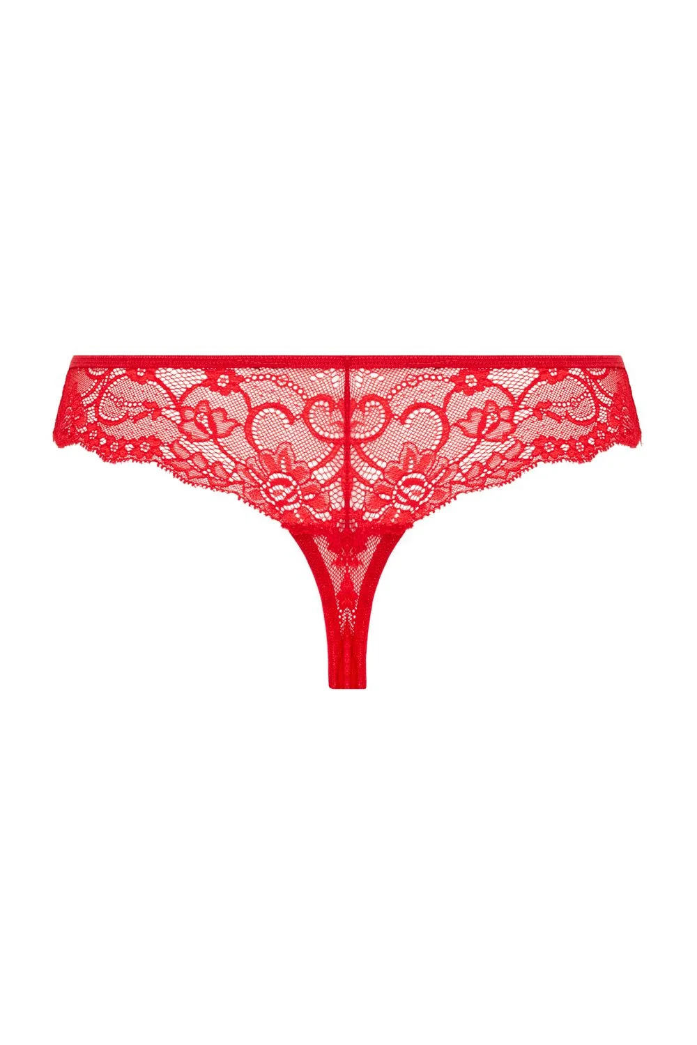Christine - Kanten String Met Open Kruisje Marzia - Rood